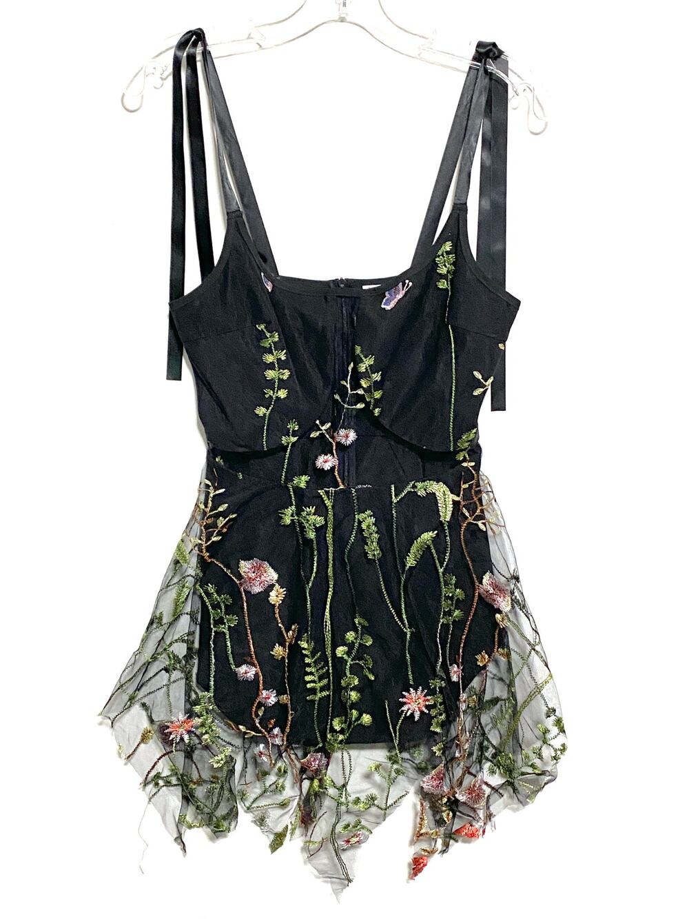 IheartRaves Floral Black Dress S Forest Fairy Grunge Whimsigoth Sexy Sheer Lace